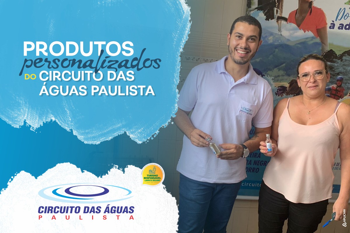 Produtos personalizados do Circuito das Águas Paulista